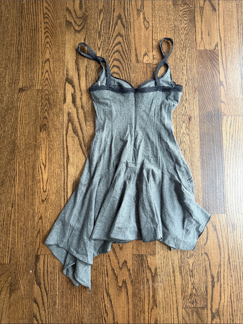 Venroy Charcoal Grey Lace-Trim Asymmetrical Tank Dress - Picture 4 of 7
